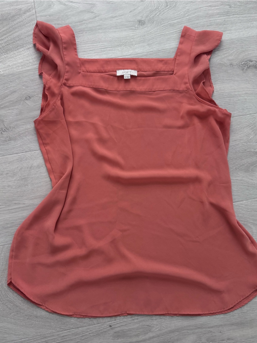 LOFT Ruffle Strap Square Neck Camisole –peach